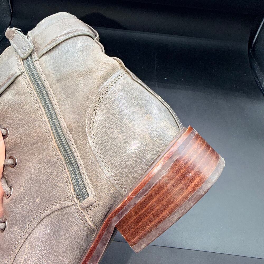Louise et Cie Lo-Velka Combat Boots Gray Leather Lace Up Size 6.5 greige - Picture 12 of 15
